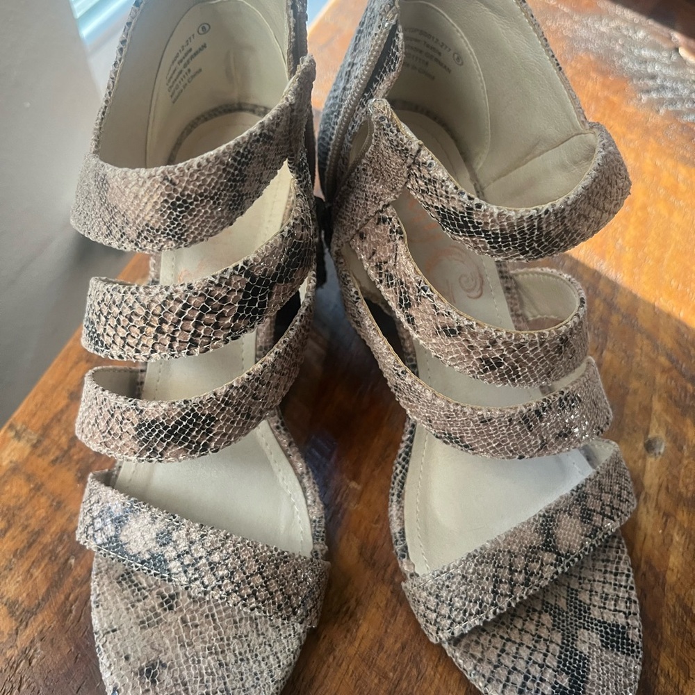 Snake skin strappy heel sandals